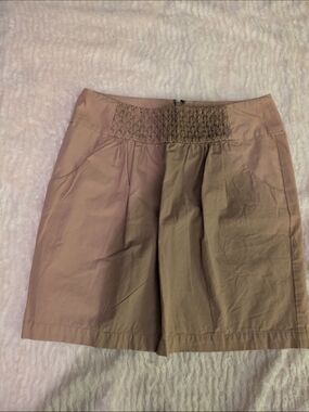 Gianni Bini Beige Smocked-Waist Mini Skirt